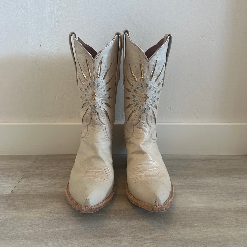 Kemo Sabe Cream Starburst Inlay Cowgirl Boots 8.5